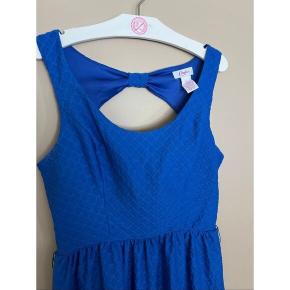 Candie’s Blue Summer Dress Woman’s Size Large Open Back - Picture 3 of 8